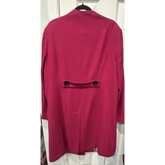 J Peterman Third Act Magenta Wool Blend Coat Size 18 Leopard Print Lined Preppy - Picture 6 of 15